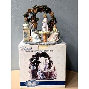 Garden Tea Party Water feature Figurines Music Box‎ plays Swan Lake